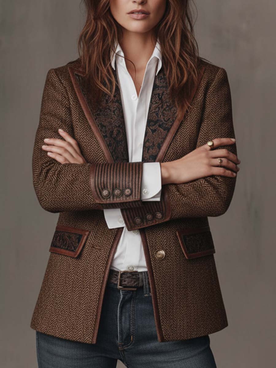 Gisèle | Chevron Print Panel Blazer