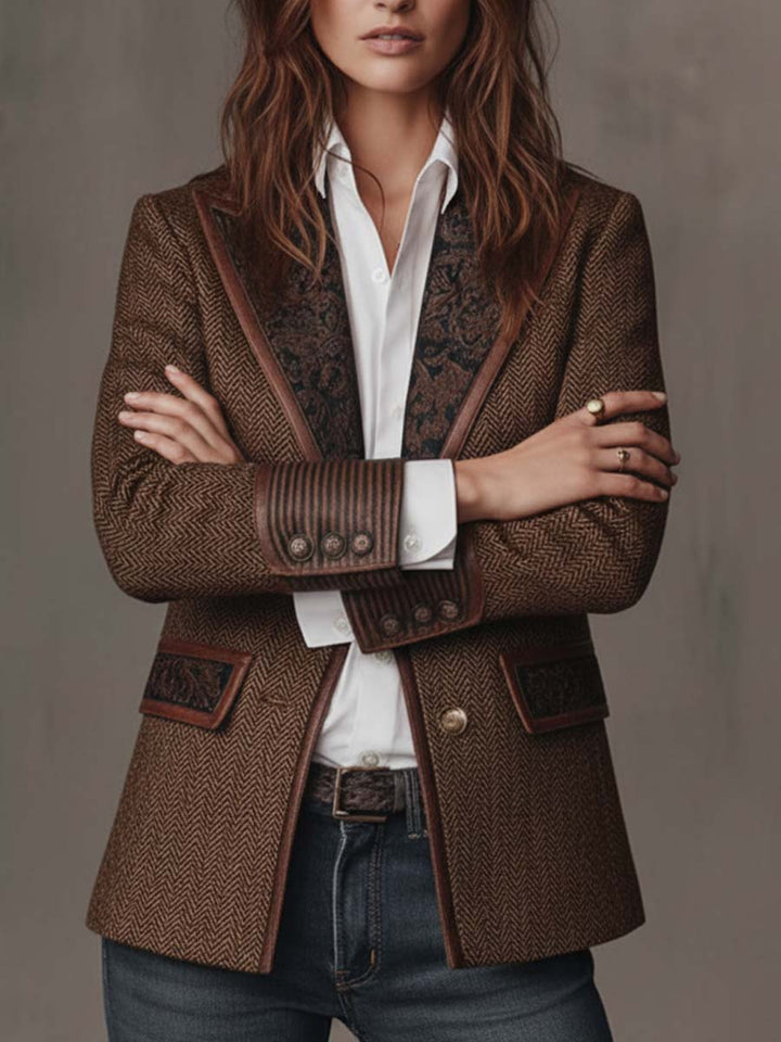 Gisèle | Chevron Print Panel Blazer