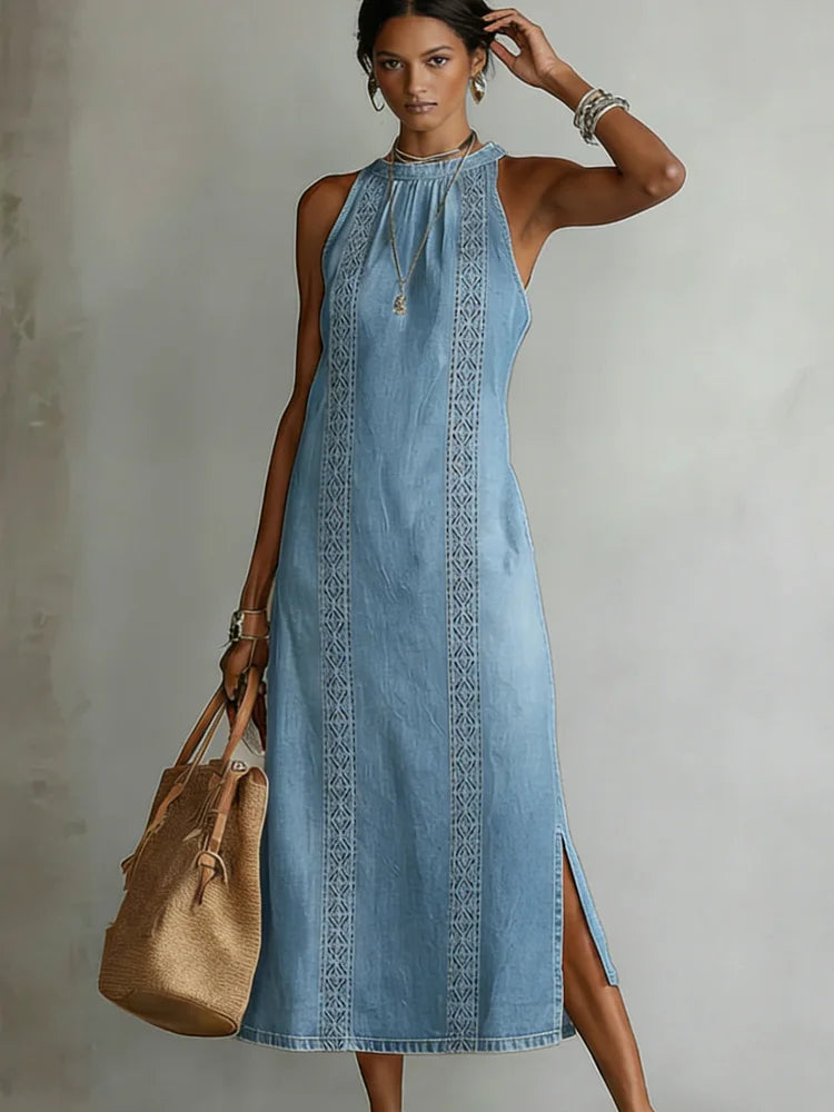 Julia | Vintage Lace Denim Dress