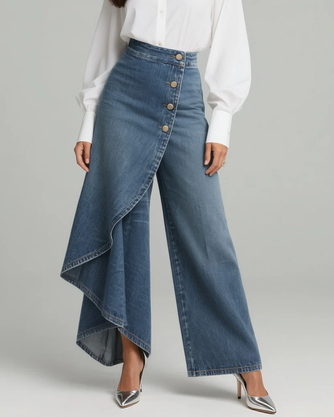 Laura | Wrap-Style Denim Pants