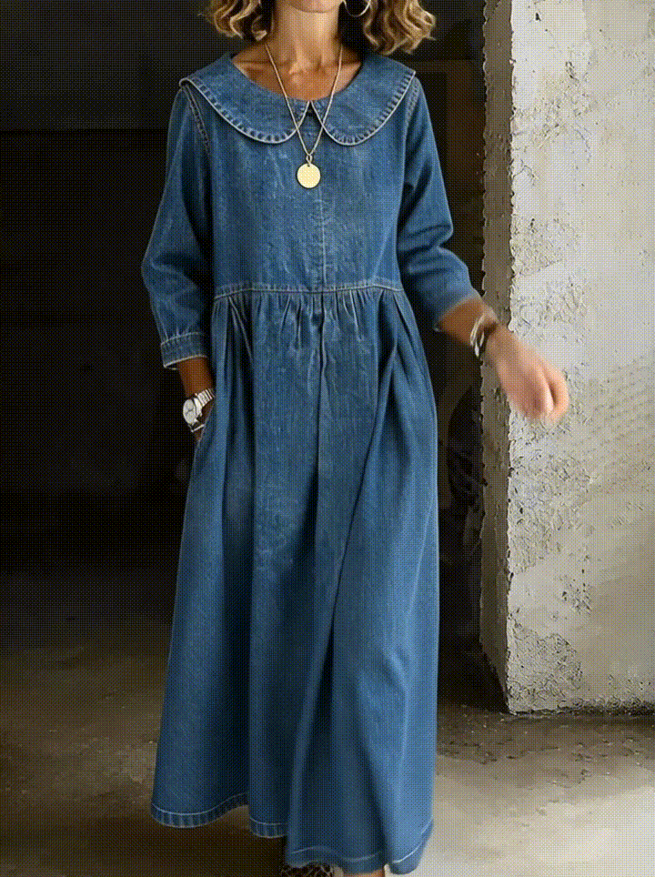 Olivia | Peter Pan Collar Denim Dress