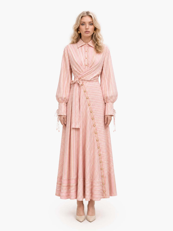Pink Belted Maxi Dress
