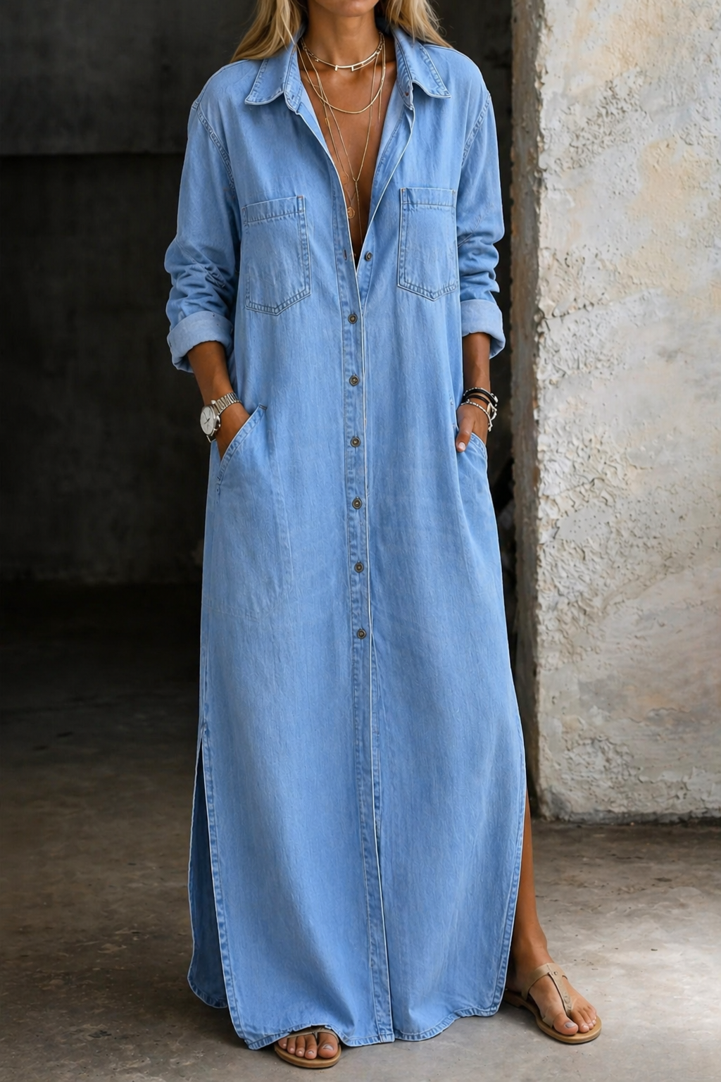 Daphne | Button-Front Denim Dress