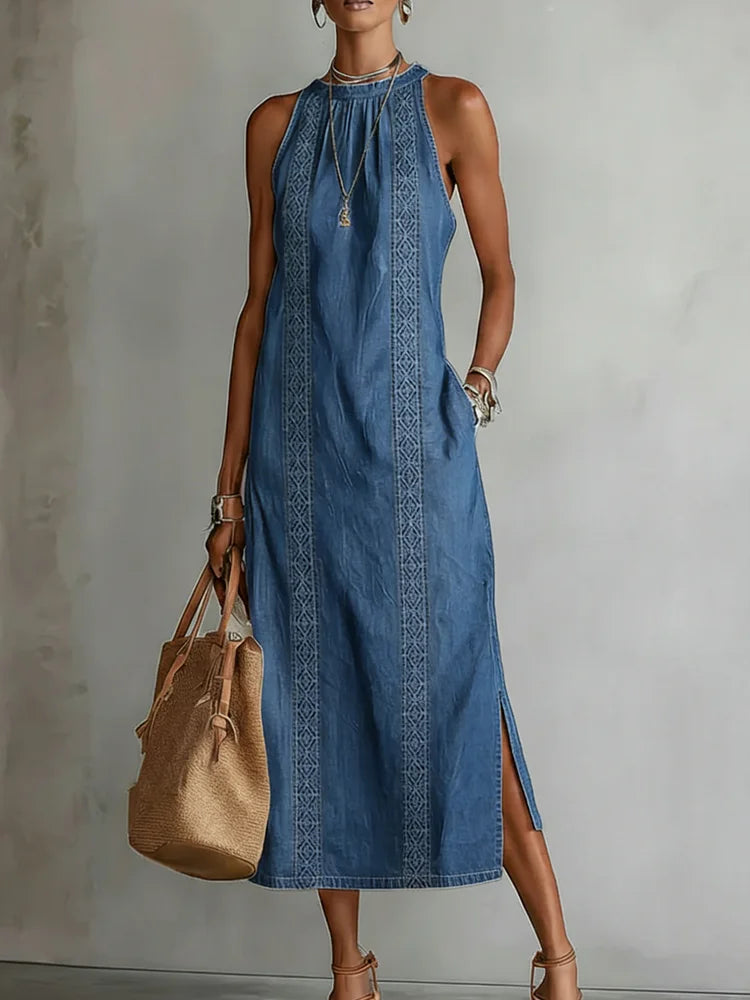 Julia | Vintage Lace Denim Dress