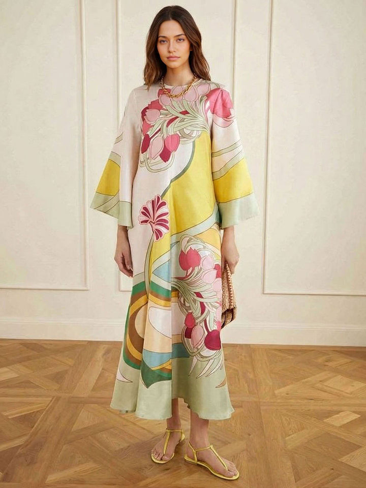 Floral Satin Maxi Dress