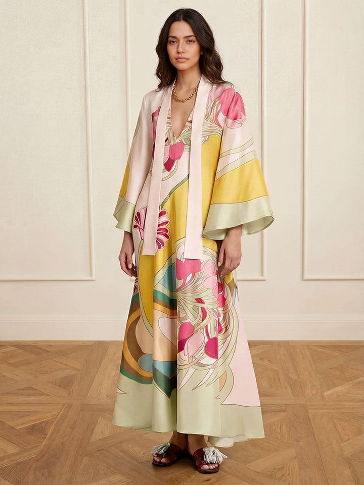 Floral Satin Maxi Dress