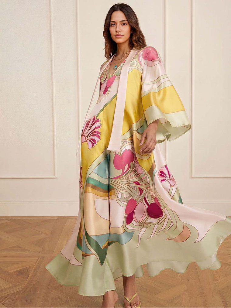 Floral Satin Maxi Dress