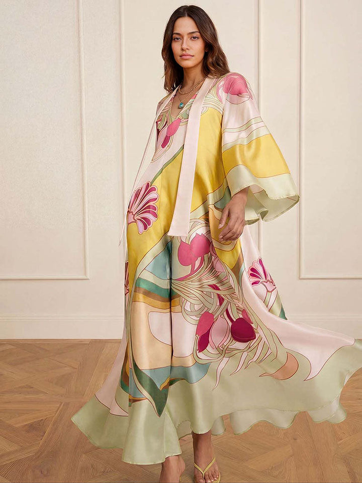 Floral Satin Maxi Dress