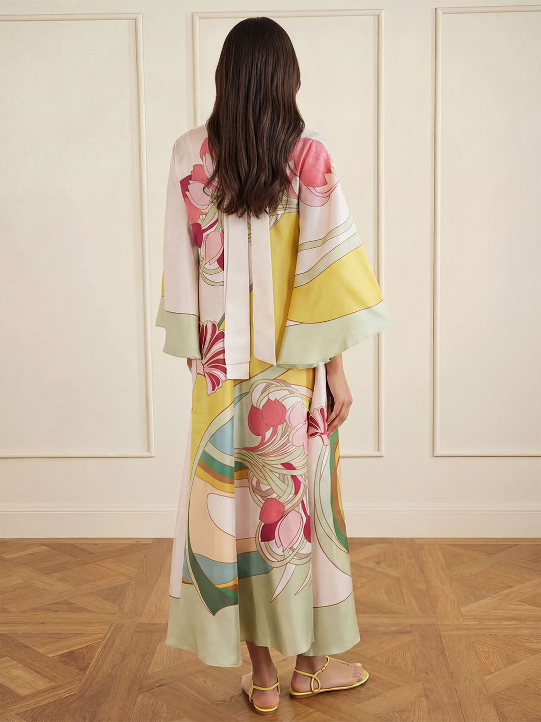 Floral Satin Maxi Dress