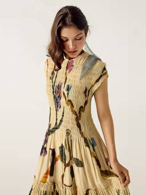 Printed Pleated Maxi Dress