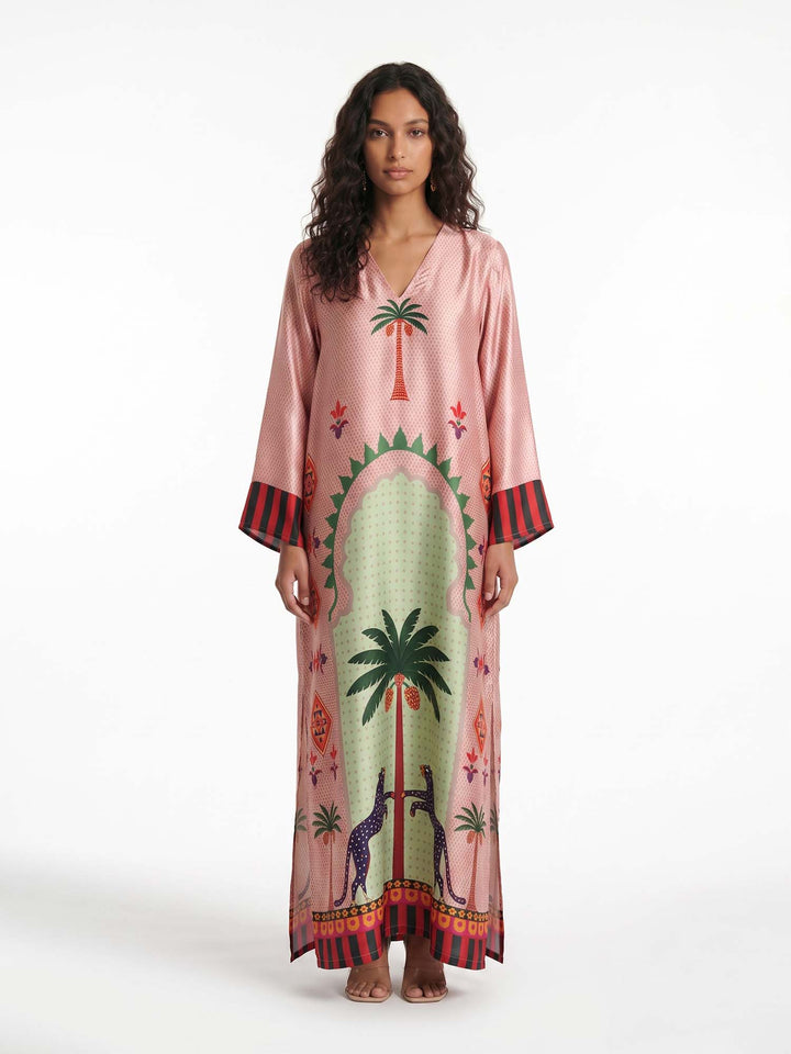 Maxi Dress with Palm Print