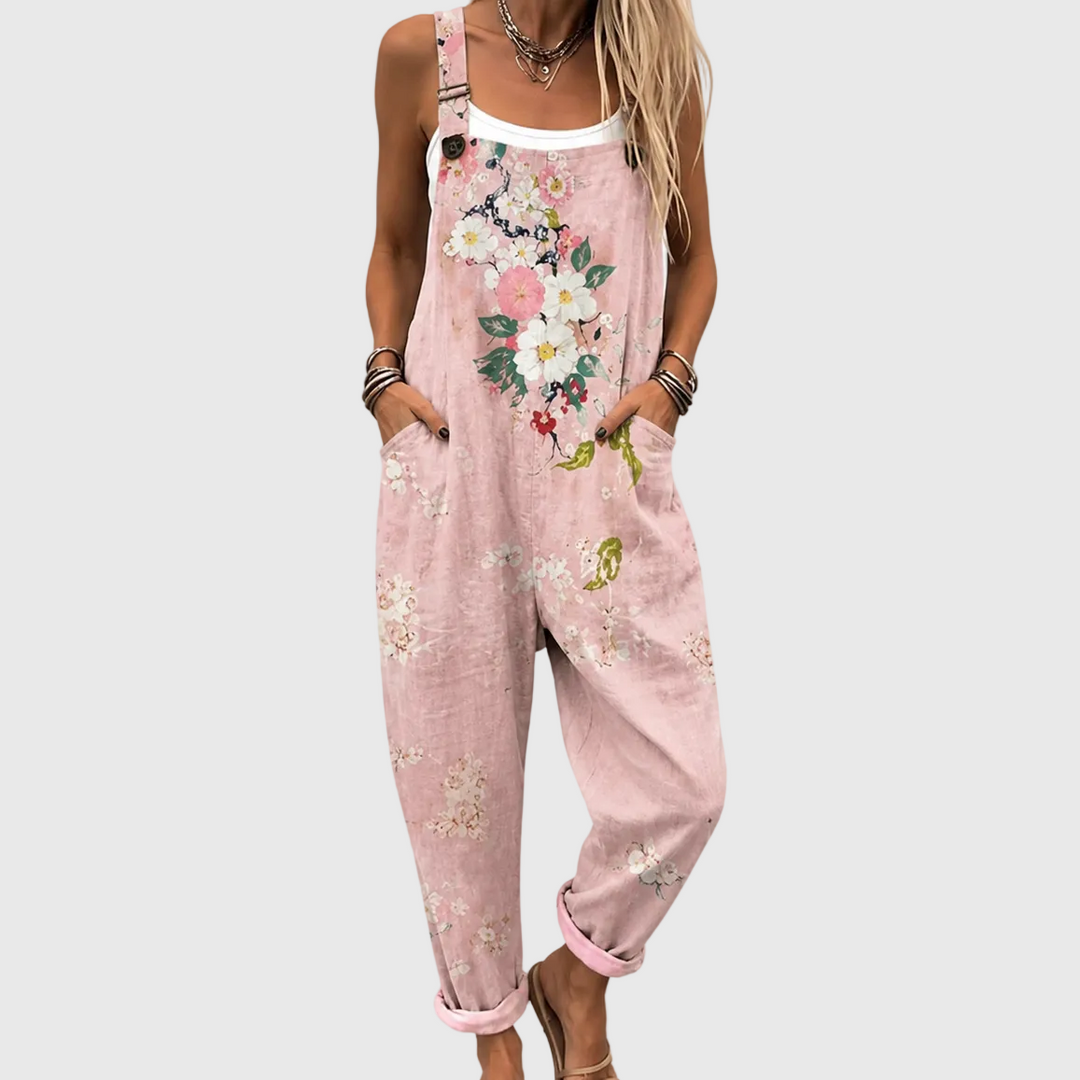 Rose Floral Jumpsuit with Soft Comfort