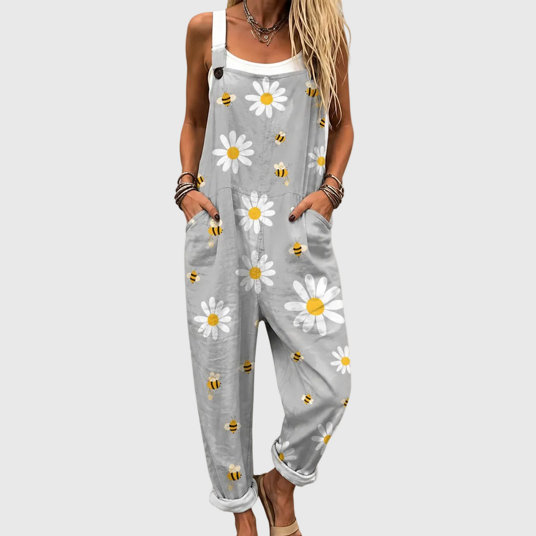 Soft Overalls with Daisies and Bees