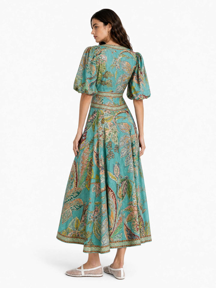 Floral Satin Midi Dress