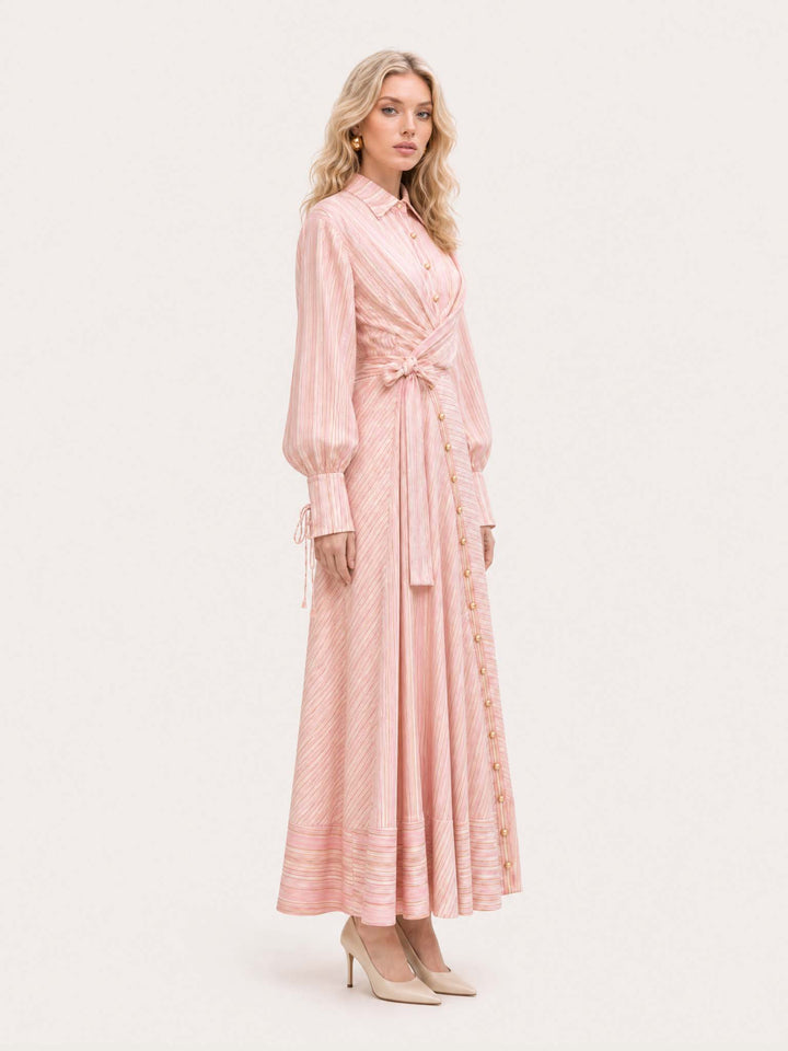 Pink Belted Maxi Dress