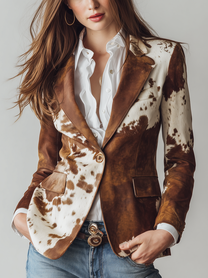 Agathe | Vintage Cow Print Blazer Eco-Friendly