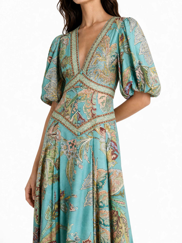 Floral Satin Midi Dress