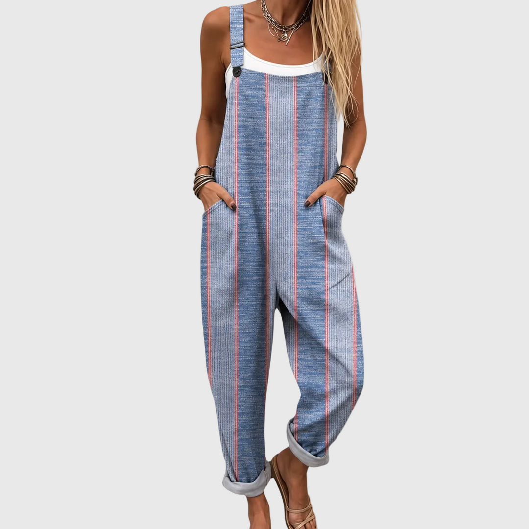 Classic Relaxed Blue Striped Overalls
