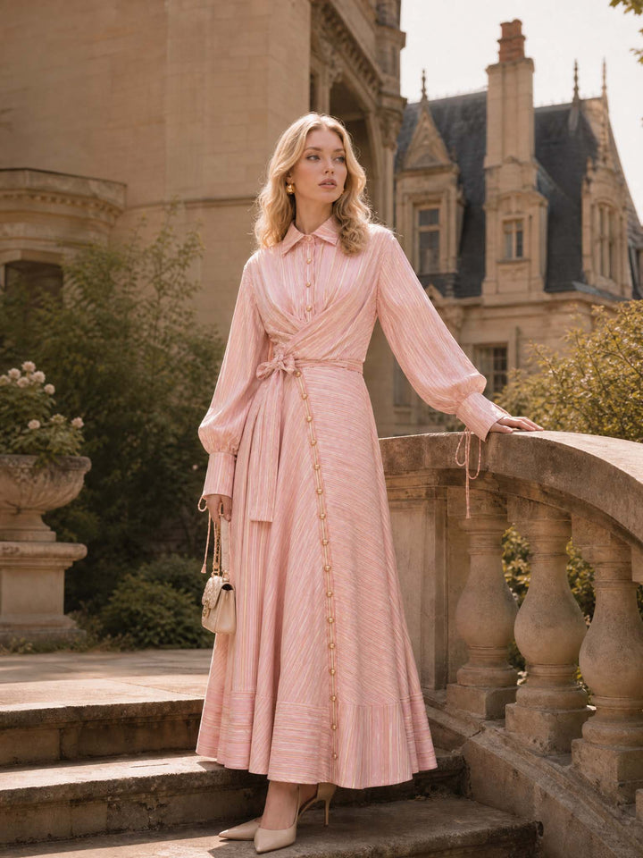 Pink Belted Maxi Dress