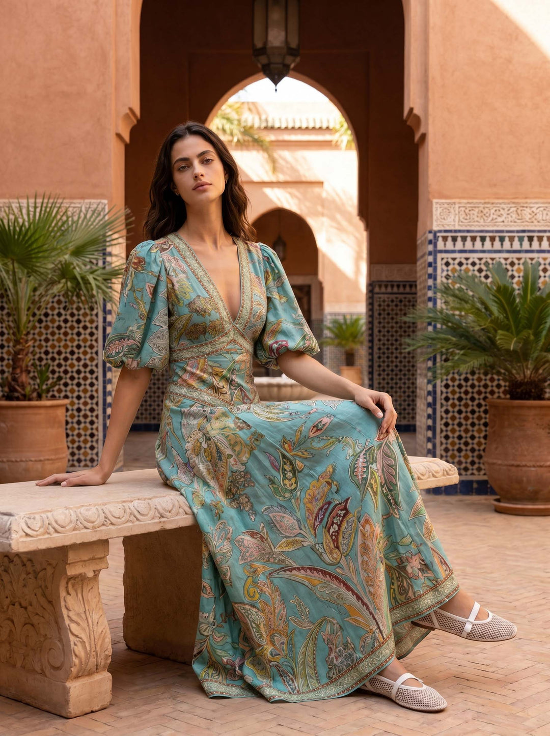 Floral Satin Midi Dress