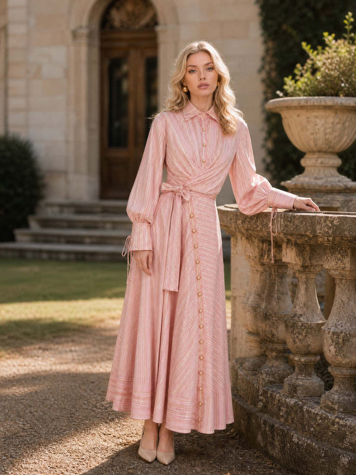 Pink Belted Maxi Dress