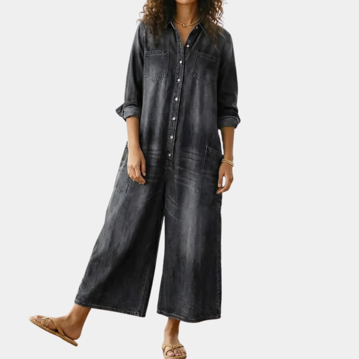 Flora | Cotton Denim Jumpsuit