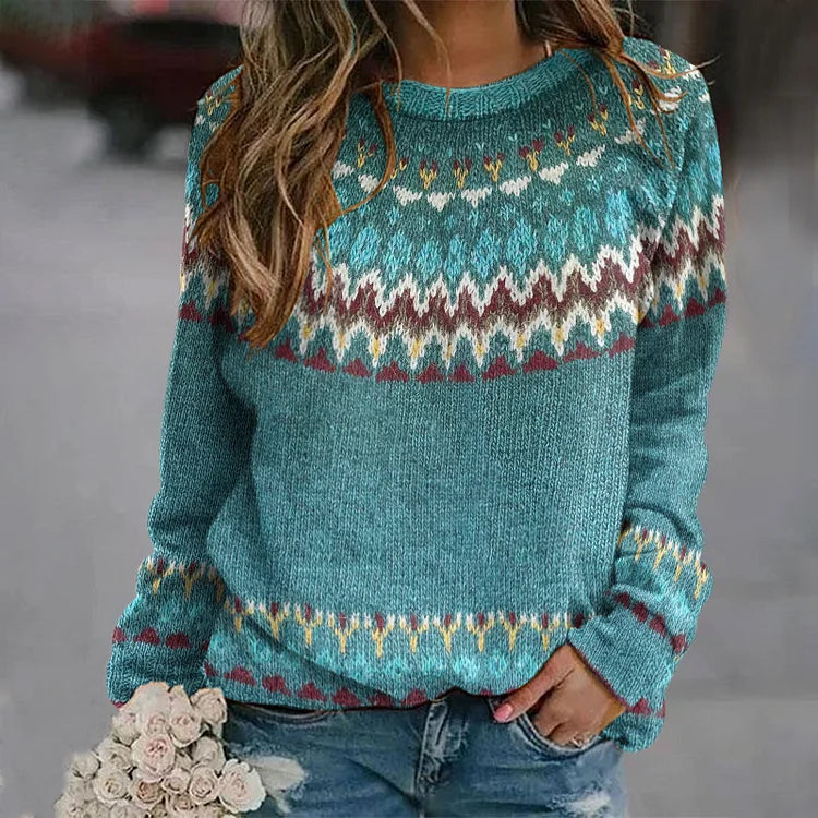Regina | Retro Wave-Pattern Sweater