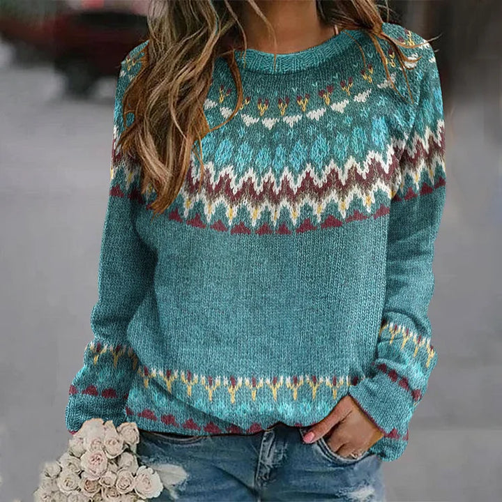 Regina | Retro Wave-Pattern Sweater