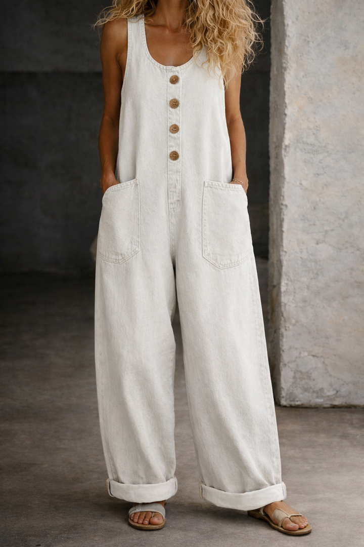 Vivienne | Vintage-Wash Cotton Denim Overalls