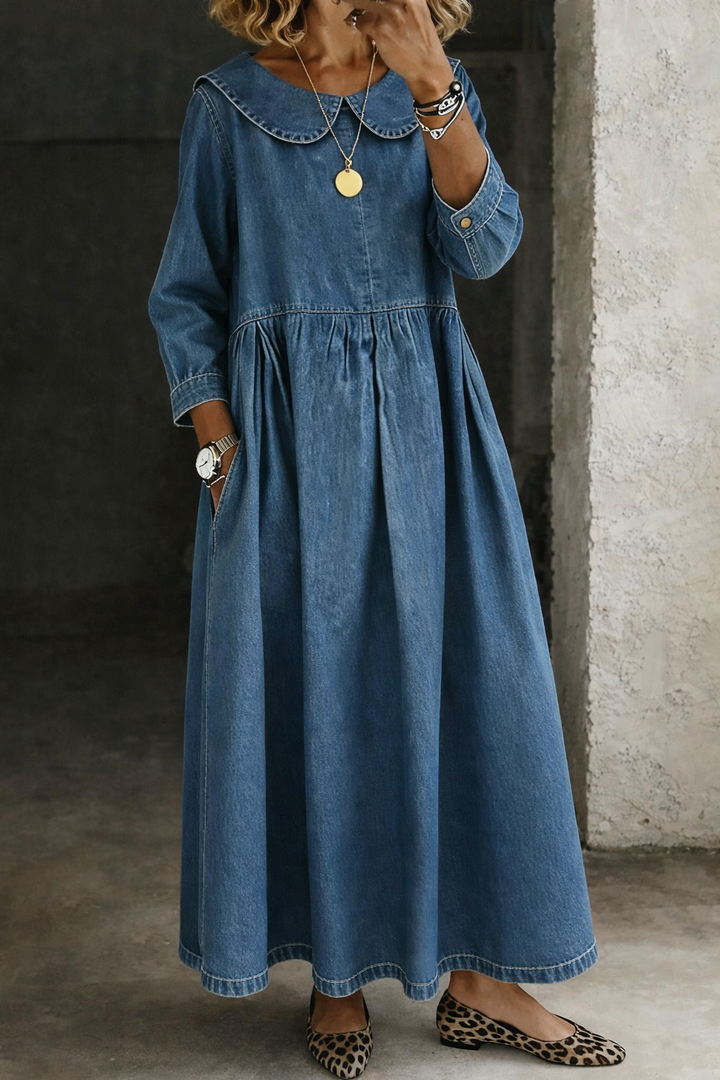 Olivia | Peter Pan Collar Denim Dress