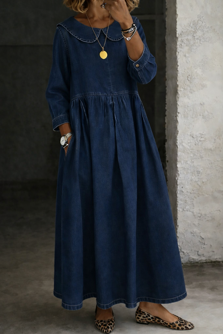 Olivia | Peter Pan Collar Denim Dress
