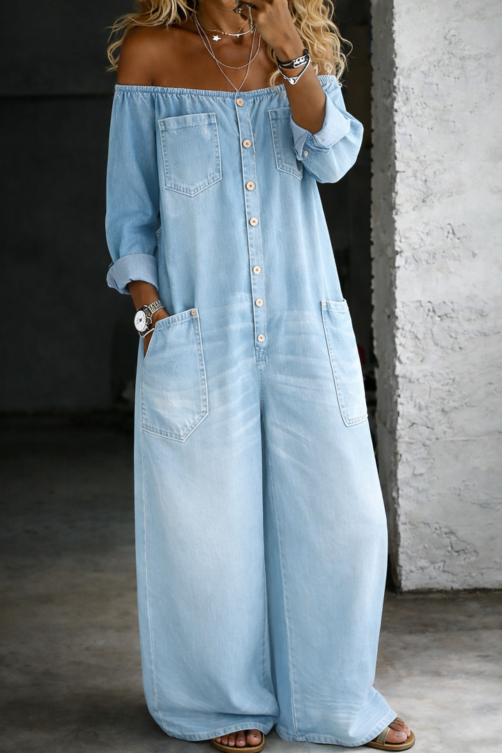 Ellen | Long-Sleeve Off-Shoulder Jumpsuit