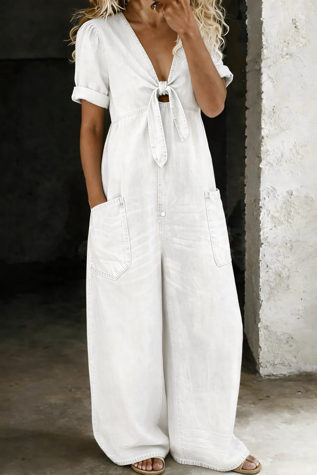 Camilla | Short-Sleeve V-Neck Jumpsuit