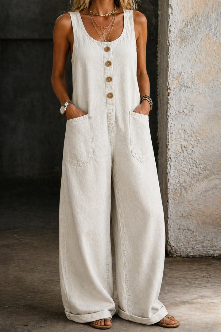 Vivienne | Vintage-Wash Cotton Denim Overalls