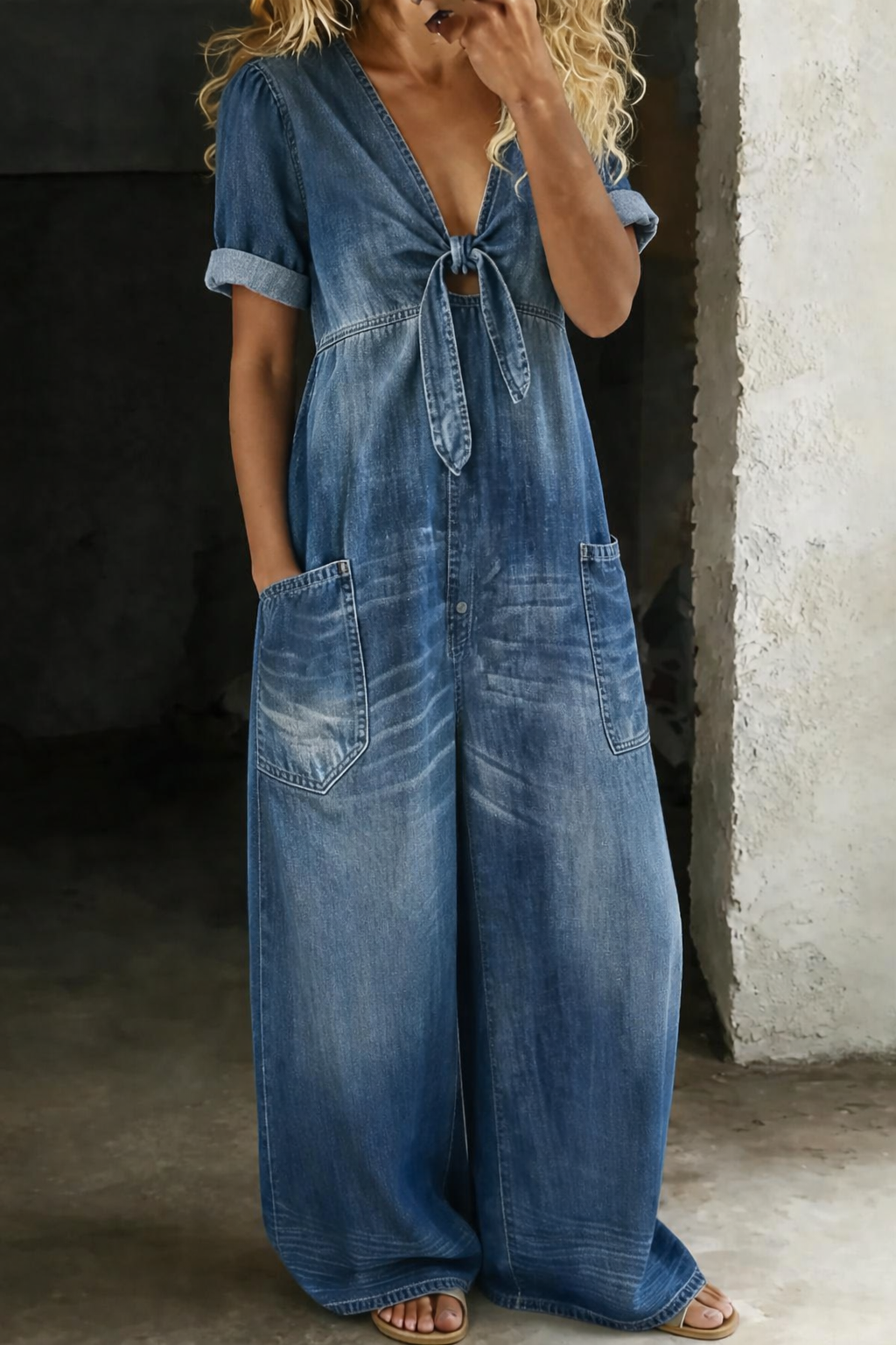 Camilla | Short-Sleeve V-Neck Jumpsuit
