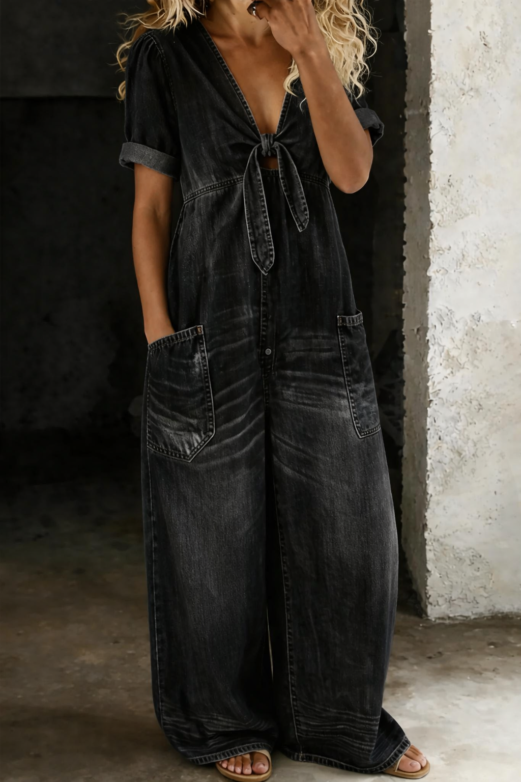 Camilla | Short-Sleeve V-Neck Jumpsuit