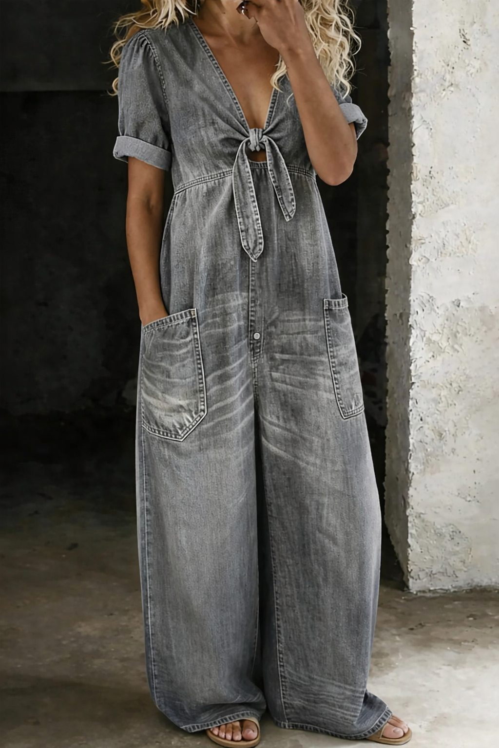 Camilla | Short-Sleeve V-Neck Jumpsuit