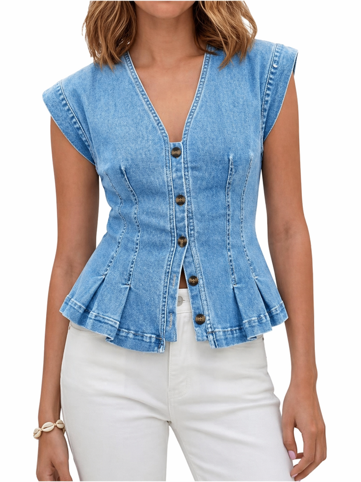 Virginia | V-Neck Denim Top