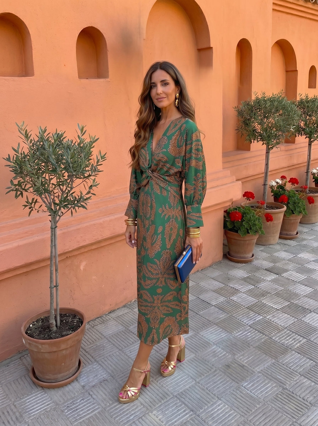 Midi dress with print