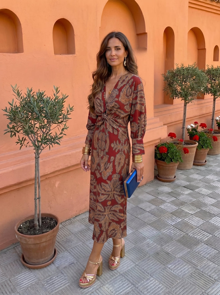 Midi dress with print