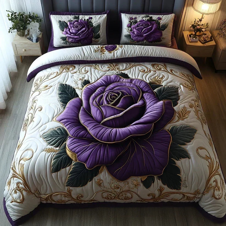 Complete Quilted Bed Set - Pink Purple