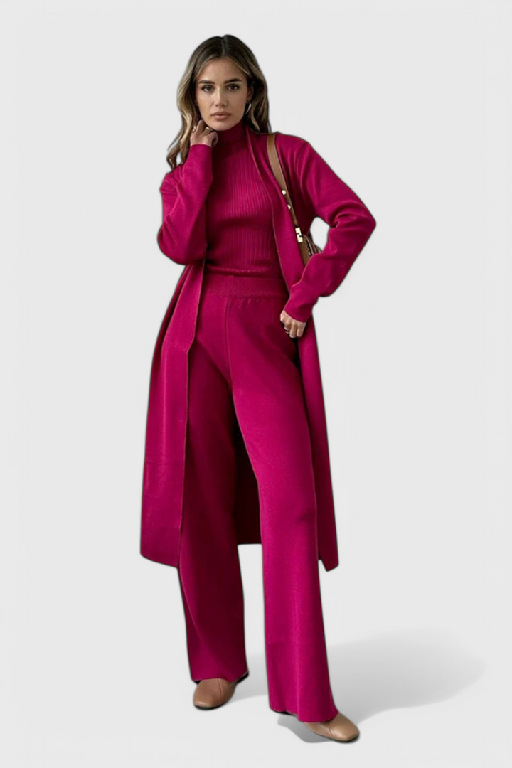 Mahalia Elegant Cut 3-Piece Soft Knit Ensemble