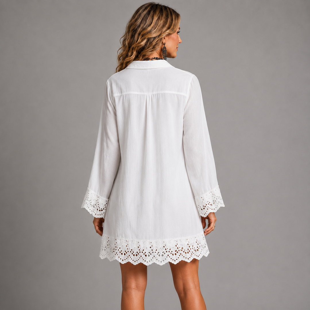 Alessia™ | White Mini Shirt Dress
