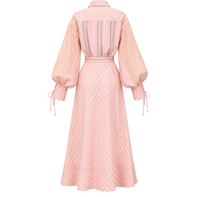 Pink Belted Maxi Dress