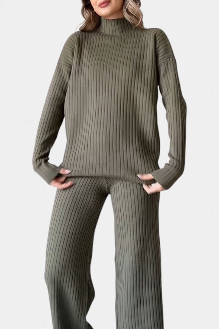 Florisse Stylish Casual Knit Set with Side Slit