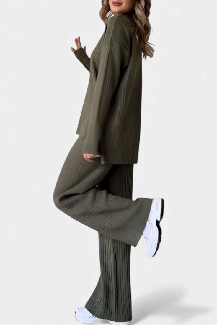 Florisse Stylish Casual Knit Set with Side Slit