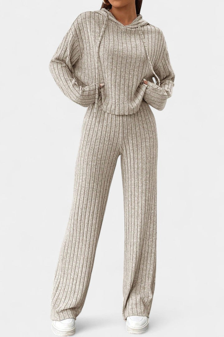 Federica Striped Knit Hoodie and Pants Set