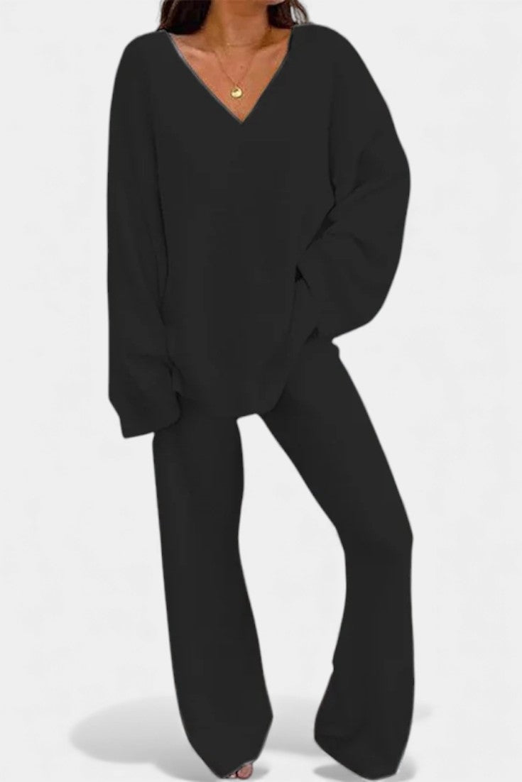 Siléale Cozy V-Neck Two-Piece Daily Outfit