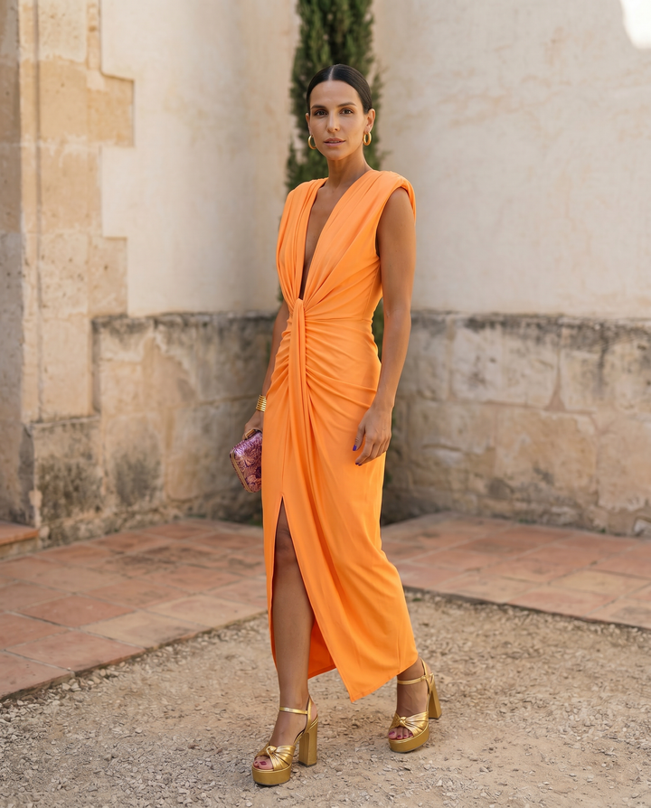Selena | Draped Fiery Dress