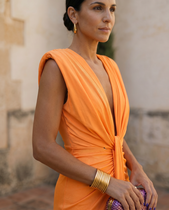 Selena | Draped Fiery Dress